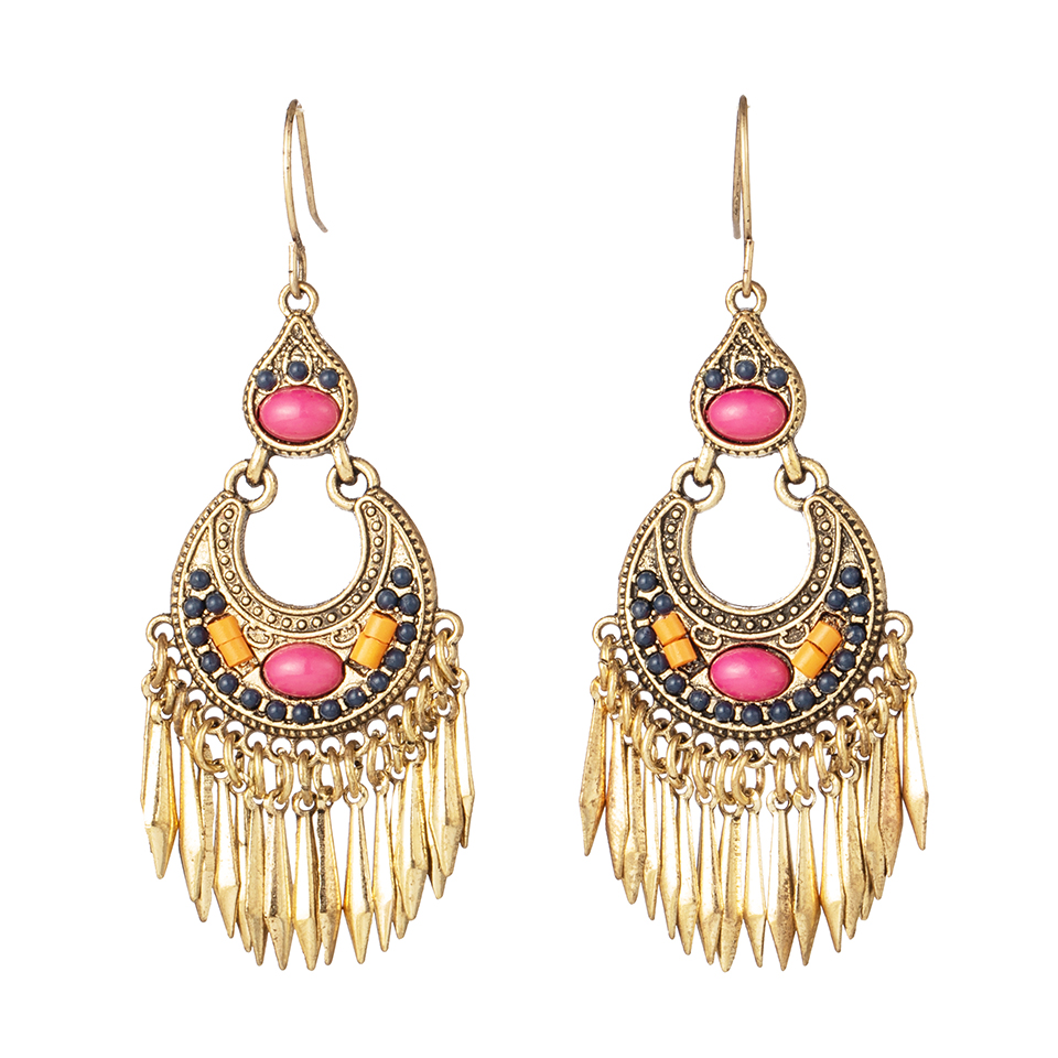 Multiple Ethnic Boho Vintage Tassel Feather Golden Leaf Dangle Earrings for Women Female Jewelry Accessories: E022172