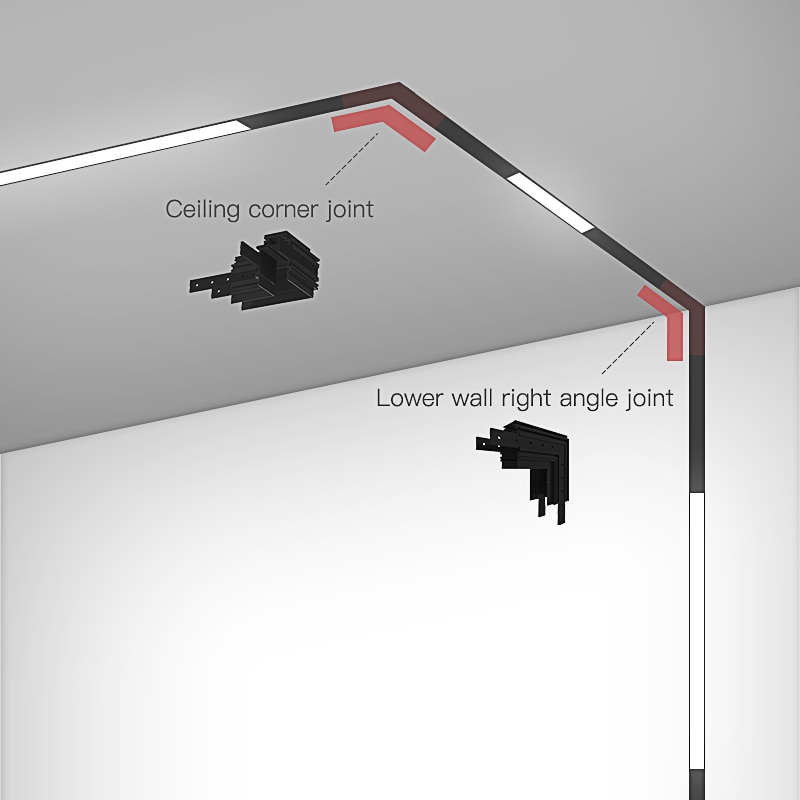 SCON pared ángulo recto 90 grados techo esquina forma L imán de conector accesorios de luz