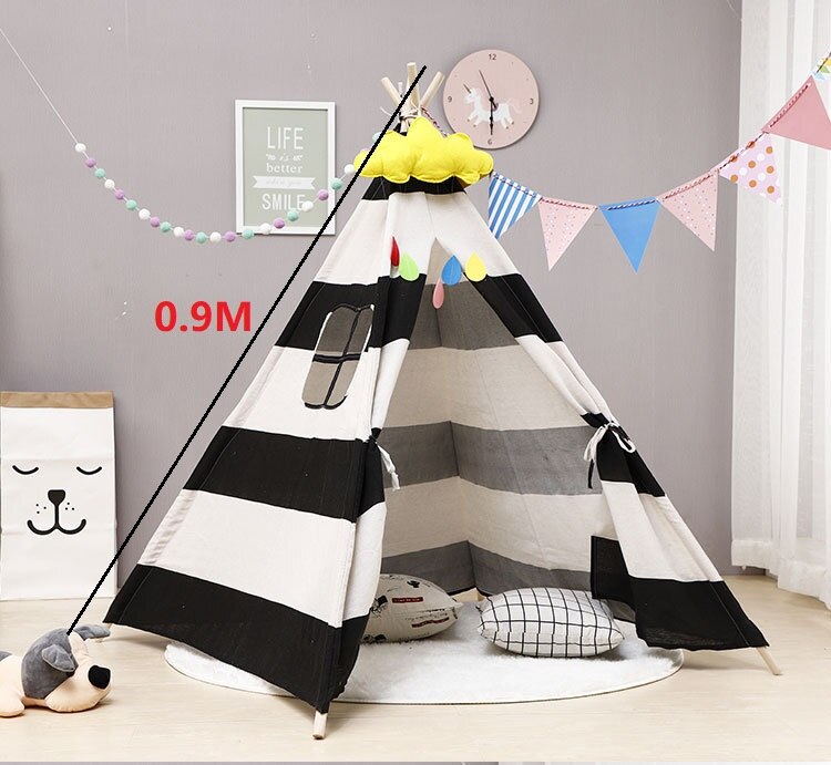 Children's Tent Kids Portable Tent Indoor Lawn Tent Toy Space Cartoon Castle Tent: BALCK 0.9M