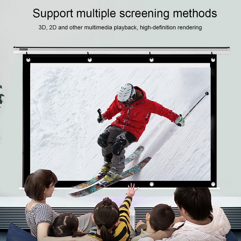 Projector Screen Manual Widescreen Portable 16:9 Projector Screen for Home Office 60 72 84 100 120 150 inch