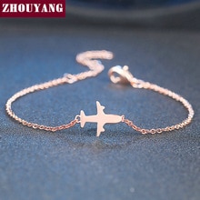 ZHOUYANG Armband Voor Vrouwen Eenvoudige Stijl Geen Stone Little Vliegtuig Vliegen Hoger Rose Goud Zilver Kleur Mode-sieraden DZH002