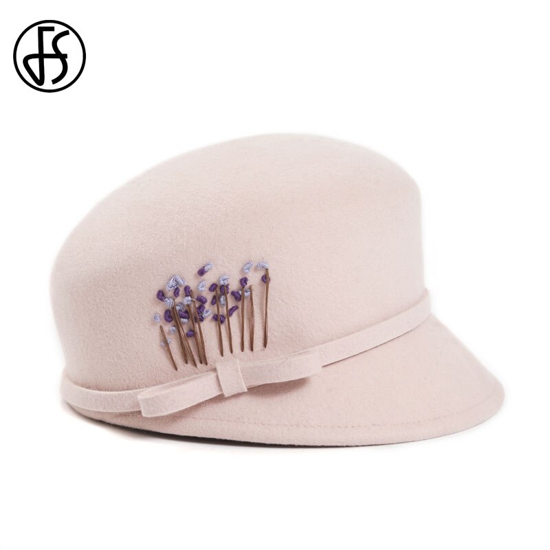 Fs Fedora Hoed Voor Vrouwen Wol Brede Rand Zwart Roze Winter Vilten Hoeden Mode Dames Cloche Hoed Kerk Chapeau