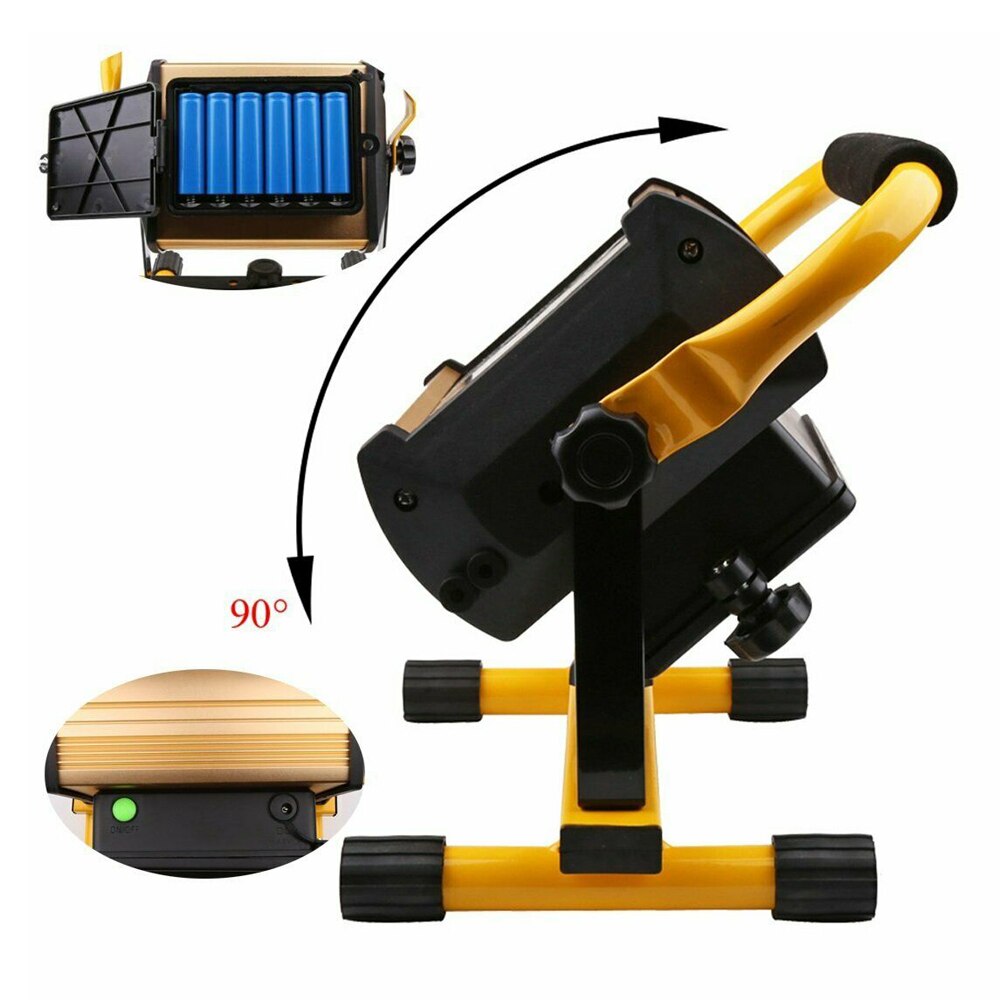 Rechargeable Spotlight Work Light Waterproof Outdoor Lighting 100W Construction Lamp Portable Floodlight with 18650 Battery