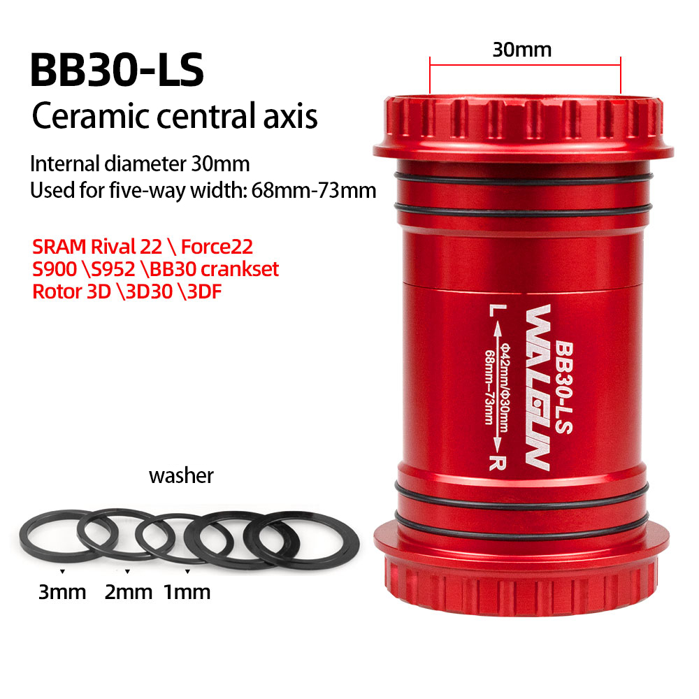 WALGUN BB3024 Bicycle axle Bracket BSA Thread Kit Road MTB Bike Frame Ceramic Bearing 24 30 mm DUB Crankset Bike Parts: Burgundy