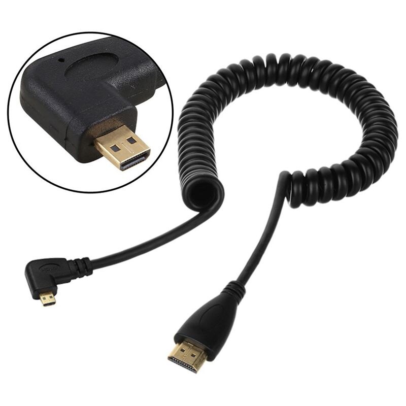 Links Schuine Micro-HDMI naar HDMI Male Kabel Uitgerekt Lengte voor Camera 'S