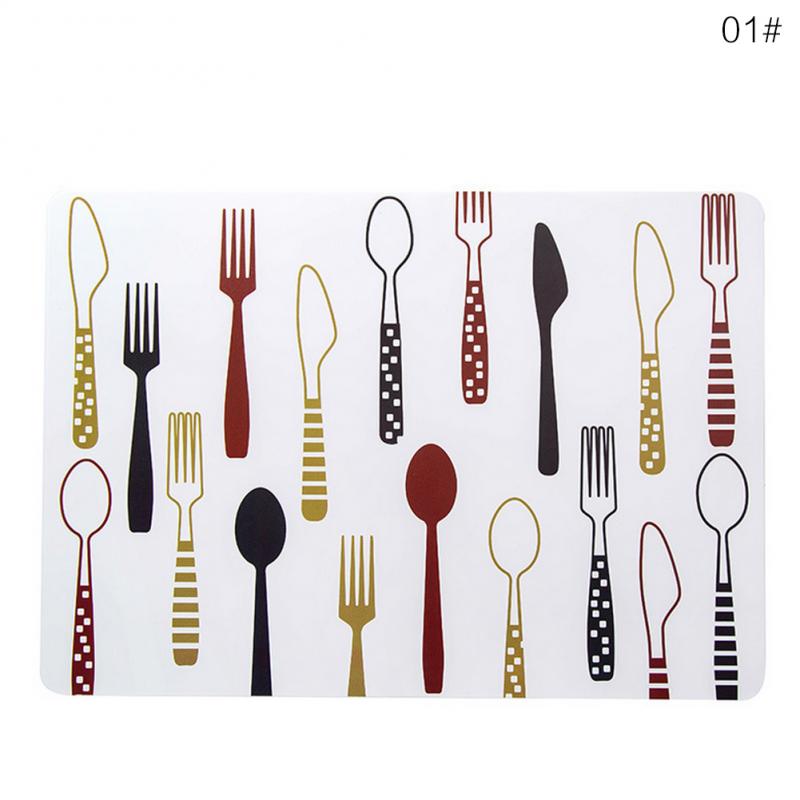 PVC Dining Table Pad Heat Resistant Placemat Tray Spoon Pad Drink Glass Coaster PVC Table Mat Insulation Waterproof: A