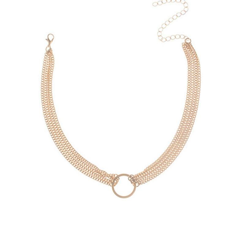 einfach Gold Farbe Kette Kreis Halsband Halskette Für Frauen Geometrische Chocker Halsketten collares Collier Femme: Gold