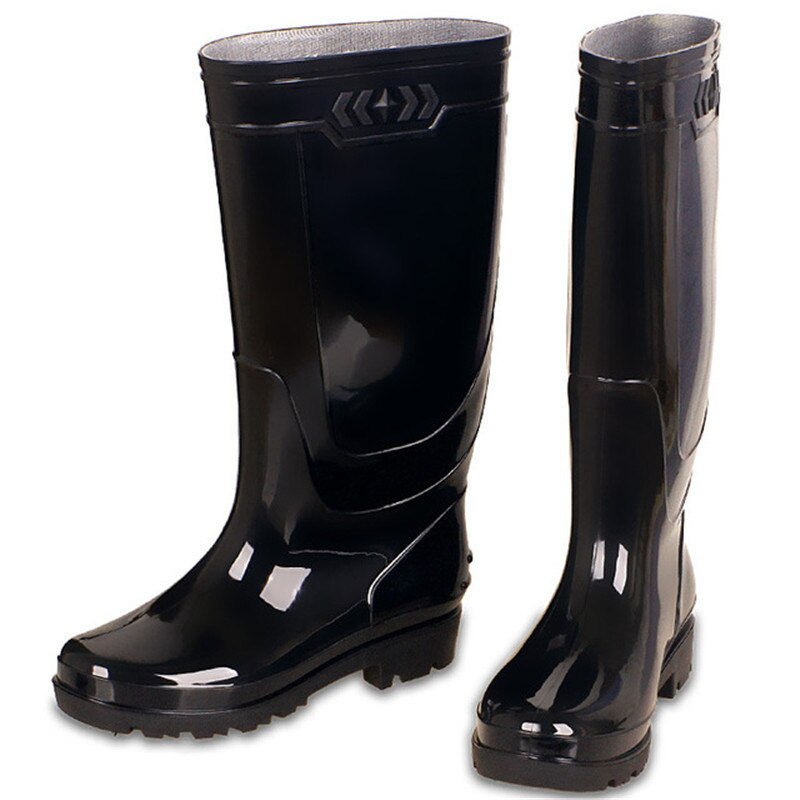 Construction labor insurance long tube rain boots men high boots rain boots waterproof non-slip PVC fishing shoes black