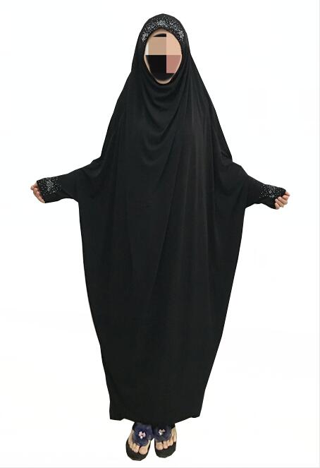 Khimar – jupe longue en strass, vêtements hijab de grande taille avec manches, gratuite
