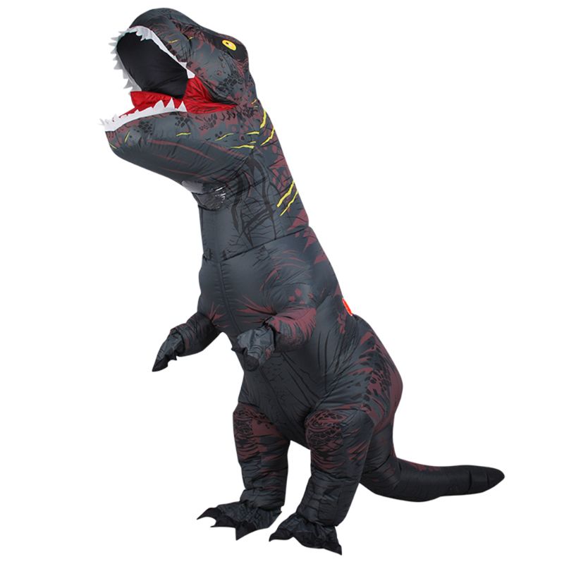 Inflatable Dinosaur Cosplay Costume Child Adults Halloween Blowup Outfit: Adults / Dark Gray