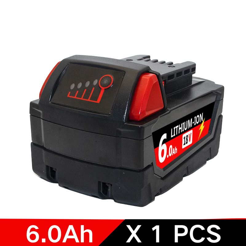 For Milwaukee M18 Power Tool Battery, Charger, BR, XC, 18V, 6000mAh/9000mAh/12000mAh M18B5, 48-11-1860, Built-in 18650 Battery: WHITE