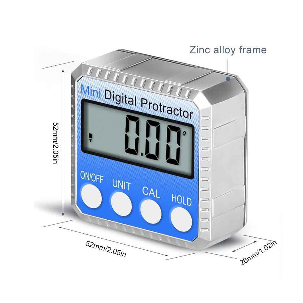 4X90 ° Hoek Gradenboog Universal Bevel 360 Graden Mini Elektronische Digitale Gradenboog Inclinometer Tester Meetinstrumenten