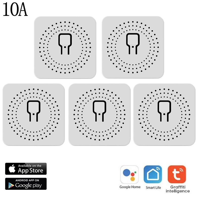 10A Diy Mini Smart Wifi Switch Ondersteunt 2 Manier Controle Smart Home Universele Module Werkt Met Alexa Google Thuis Smart leven App: 5PCS 10A