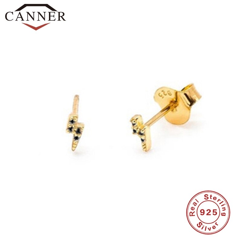 925 sterling sølv ørestikker til kvinder simple cz zirocn lightning øreringe kvindelige minimalistiske smykker: Stil 3 guld