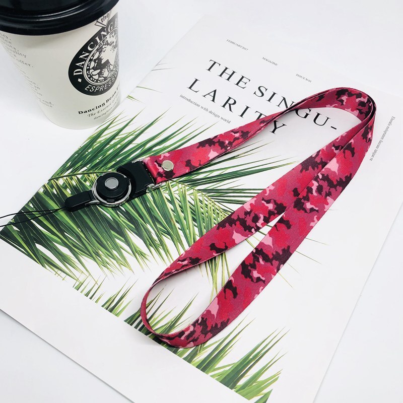 Telefoon Riemen Luxe Klassieke Liefde Camouflage Mobiele Telefoon Lanyard Id Badge Houders Nek Bandjes Met Sleutelhanger Voor Samsung Iphone: Camouflage Red