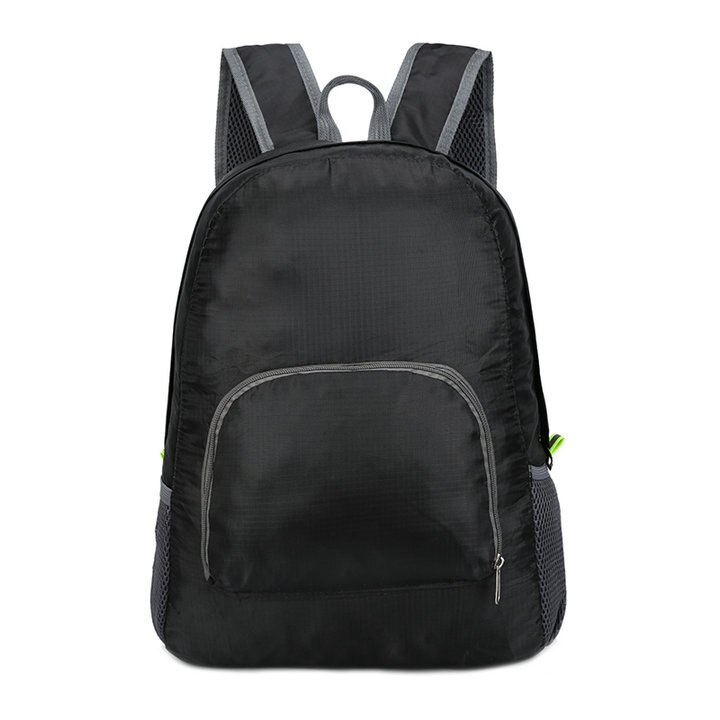 Soperwillton Backpack Foldable Nylon Women Backpack Waterproof 9 Color Option Men Backpack Travel bag female male #1222: Black