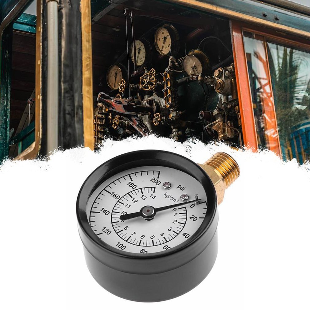 1/4 Inch NPT Side Mounted 0-200psi Portable Pressure Gauge Dial Air Compressor Pressure Gauge Hydraulic Pressure Tester