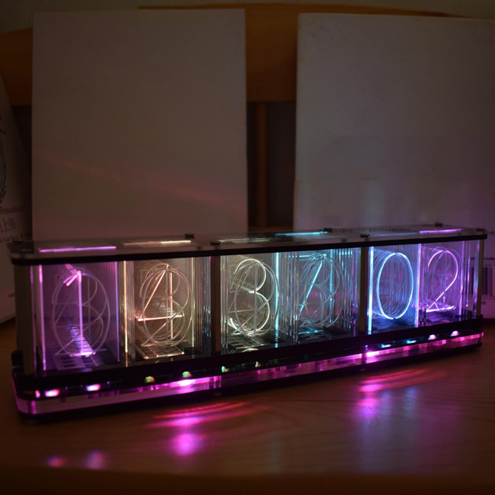 Kit Horloge à Tube Nixie DIY – Style Rétro Cyberpunk, Base En Bois De Pin 15,24 Cm – Alimentation USB