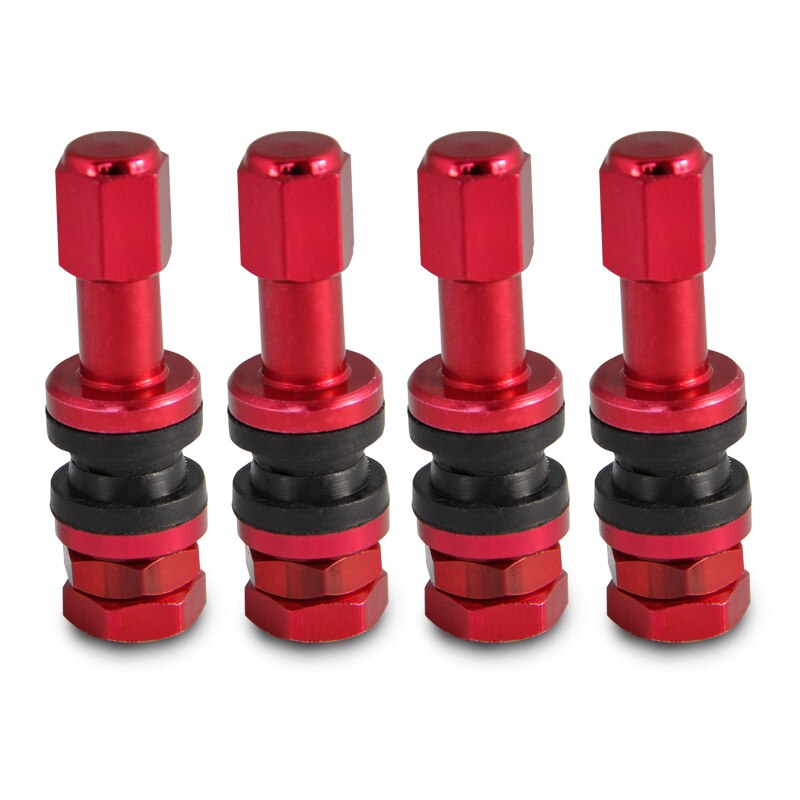 LOPOR 4 unids/set vástago de la válvula del neumático de la rueda de aluminio del coche con la tapa del polvo roja