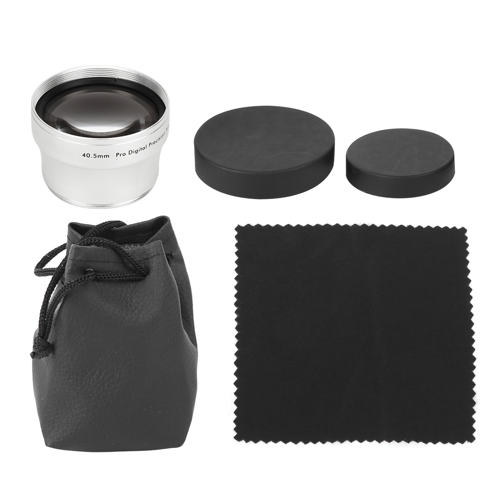 40.5Mm 2X Zwart Aluminium Vergroting Extra Lens Voor Alle 40.5Mm Opening Diameter Camera Lenzen Pak Voor 46mm Filter