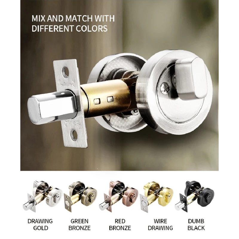 Invisible Door Lock With Key Indoor Bedroom Household Door Bolt Round Lock Wooden/Iron Door Universal Anti-theft Safety Locks