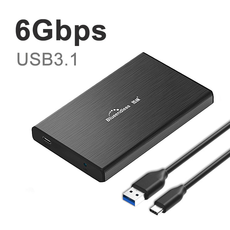 HDD Case 2.5” SATA HDD Enclosure USB 3.0 External HD 2Tb HDD Box Type C 3.0 Case Desktops Laptops External Hard Drive: U23TC C-A Black