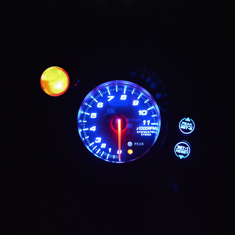 3.75 " 95mm omdrejningstæller måler 3 3/4 tommer bil omdrejningstæller blå led med skiftelys rpm automålere 12v sorte skal