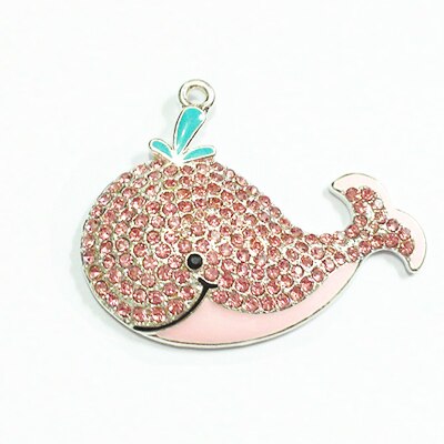 (Escolha a Cor do Primeiro) 50mm * 40mm 10 pçs/lote Baleias Pingentes de Strass: Pink