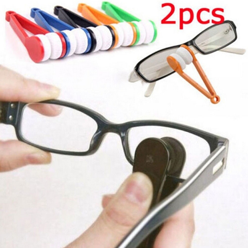 2 Glasses Sunglasses Eyeglass Spectacles Cleaner Cleaning Brush Cloth Wiper Wipe Kit Microfiber microfibra Rags pano de prato