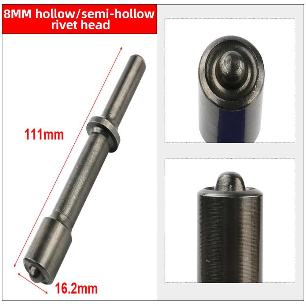 HIFESON Pneumatic Rivet Head Semi Hollow Solid Rivet Head Traffic Advertising Sign Rivet Head Pneumatic Hammer: 8mm semi-hollow head