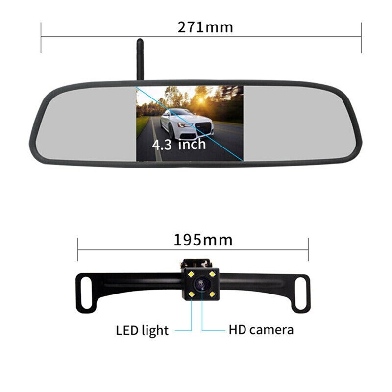 4.3 inch Hd Wifi Video Backup Camera Mirror Car Rear View Reverse Parking System