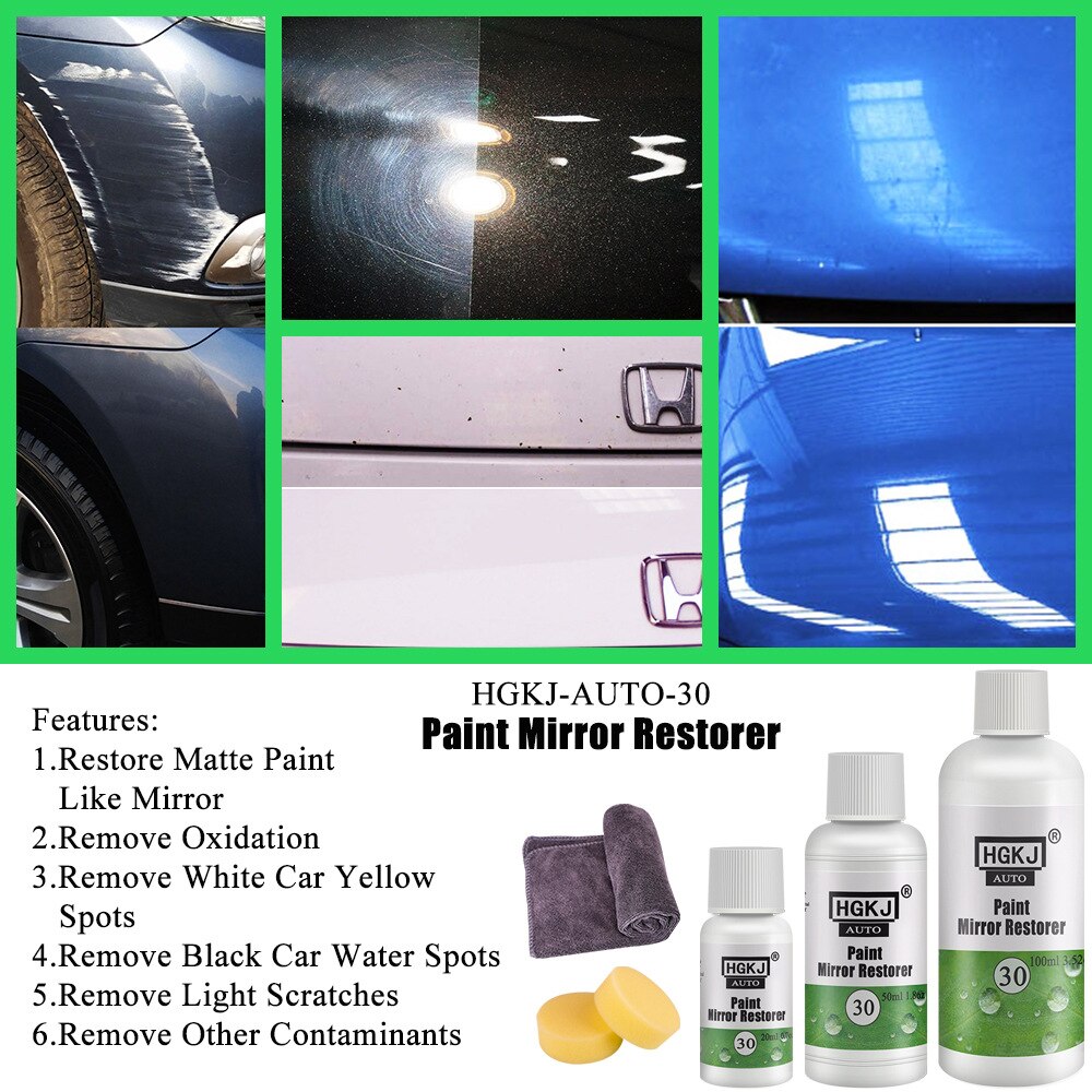 HGKJ-AUTO-30 Car Paint Mirror Restorer Automobile Paint Care Mirror Surface Reducing Agent Scratch Repair Car Wash