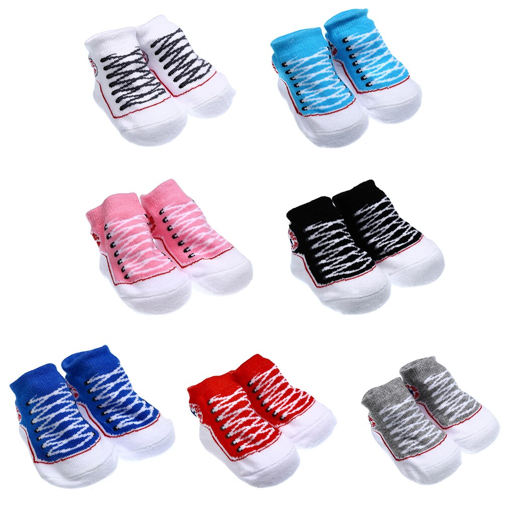 7 Colors 1 Pair Anti Slip Cotton Socks Shoes Slippers Socks for 0-6 Month Newborn Baby Boy Girls