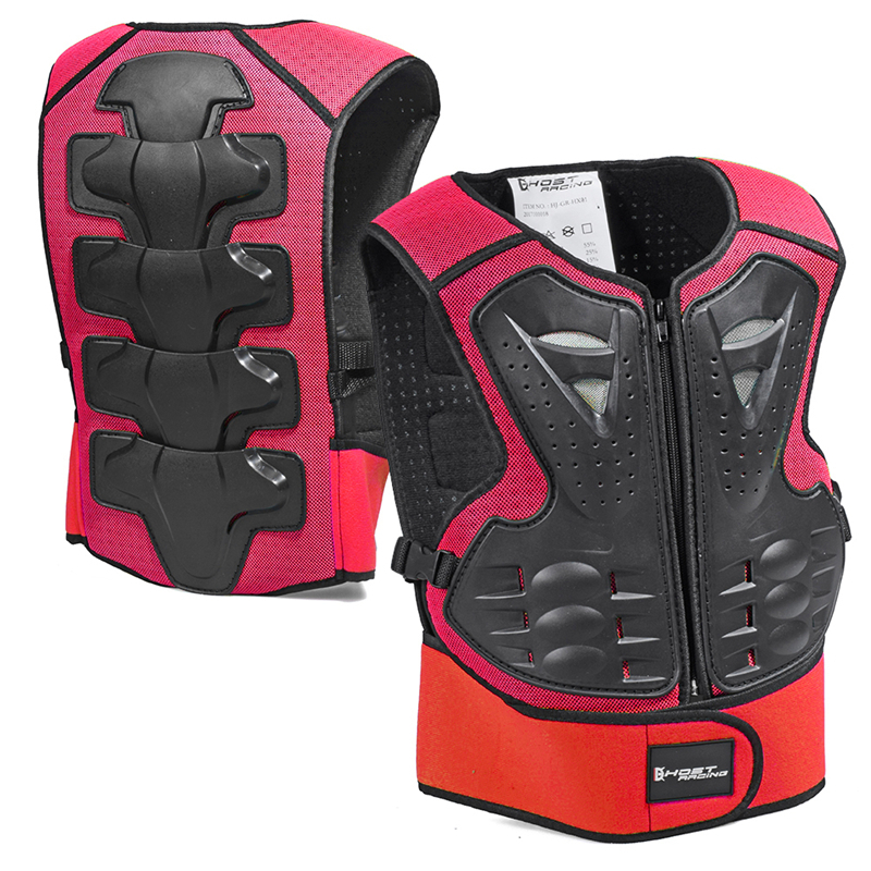 GHOST RACING Kids Motorcycle Armor Vest Motorbike Chest Back Protector Armor Motocross Racing Vest Protective Gear: Red