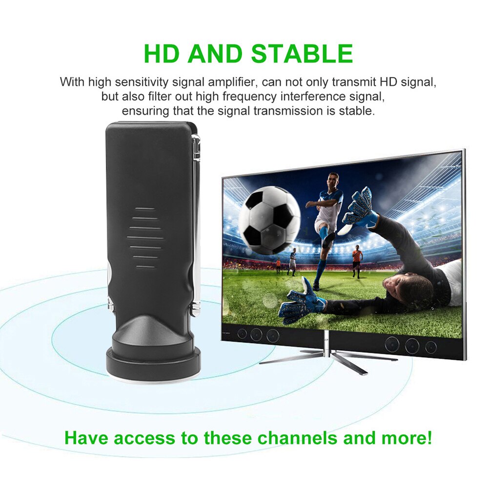 Indoor Digital TV HDTV Antenna Signal Receiver For TV Tuner / Digital Television / DAB Radio, With Dual Extendable Antenna Rods