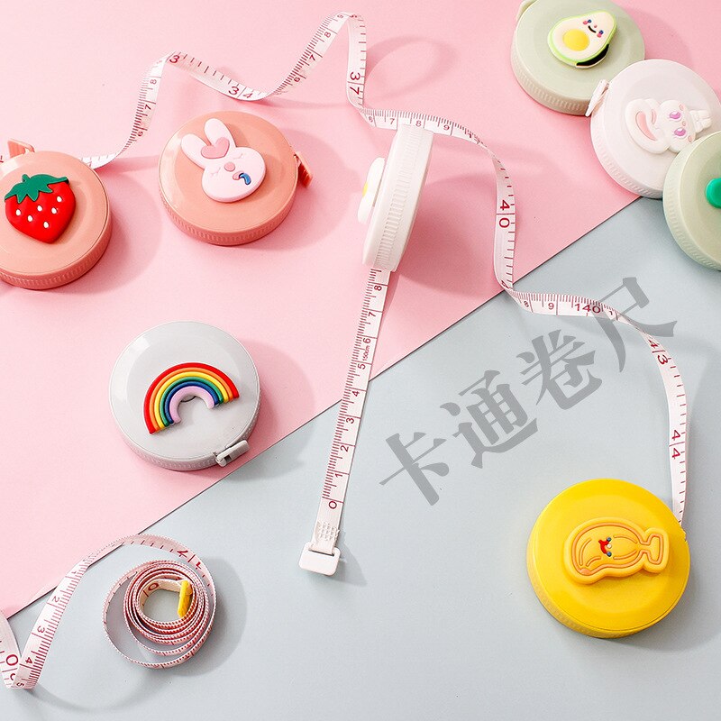 12PCs Stationery Cartoon Tape Measure Cute 1.5M Feet Double Size Measuring Scale Measurements Tape Measure Set