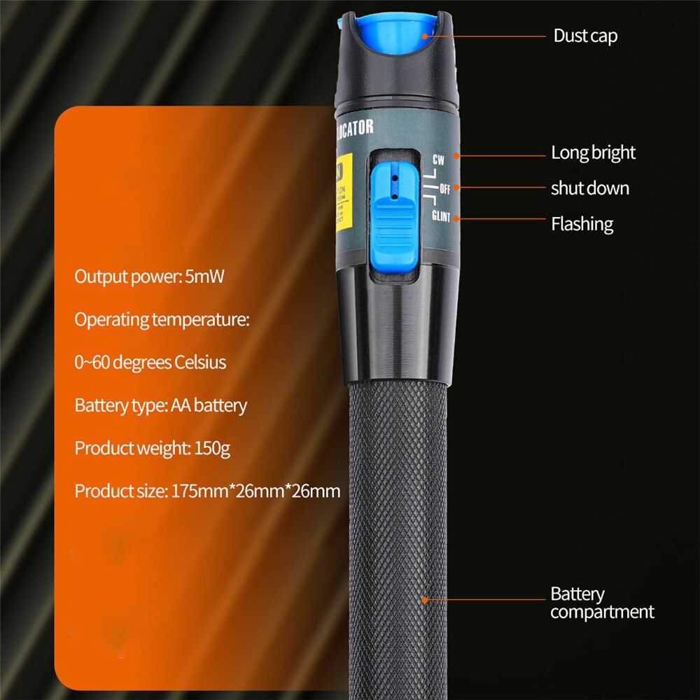 Newly Fiber Optic Cable Tester 30MW/20MW/10MW/5KM Visual Fault Locator Checker optical power meter 10-30Km Portable Testing Tool
