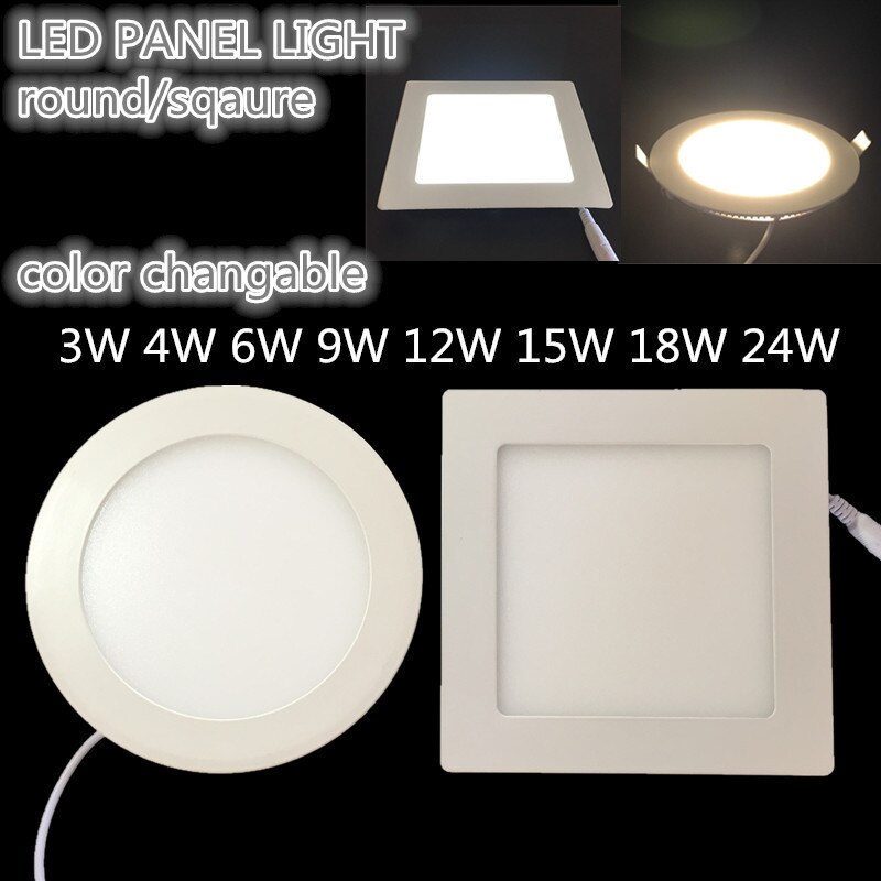 led panel light led downlight 3W 6W 9W 12W 18W LED Surface Ceiling Recessed Grid Downlight Round Panel Light