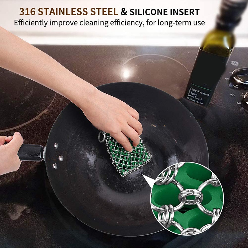 Clean Frying Pan Cleaner-Upgraded Chain Nail Scrub Care, Suitable for Habit Pot