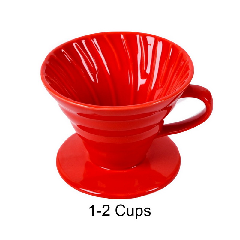Taza de filtro de goteo de café reutilizable de cerámica, goteador de café de estilo V60 resistente al calor, soporte individual de 1/4 tazas para cafetera #25: Red-2