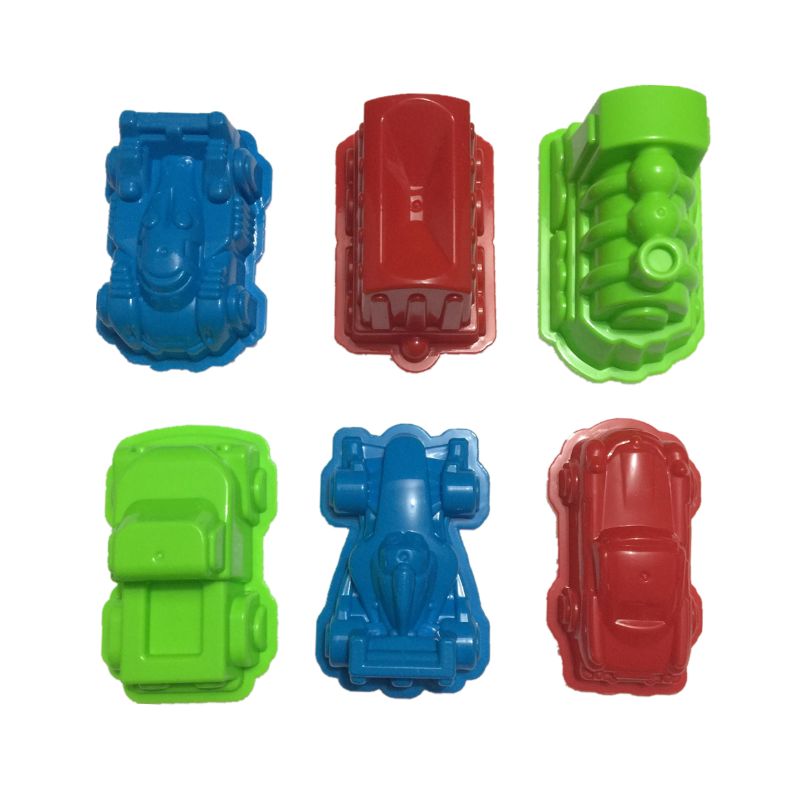 6 Pcs Auto Pak Power Spelen Zand Mallen Ruimte Spelen Zand Auto Mallen Puzzel Strand Speelgoed Kit