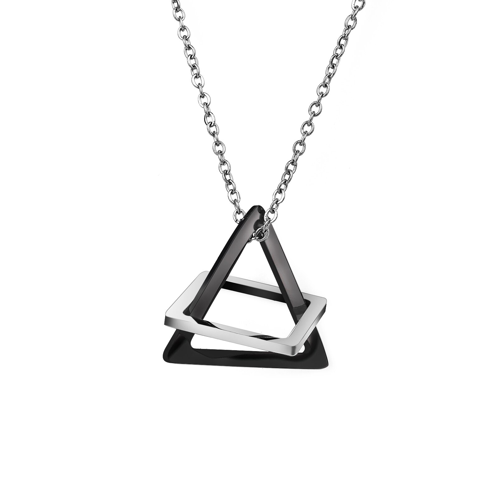 Geometric Men Pendant Necklace Classic 316L Stainless Steel Chain Necklace For Man Male Punk Jewelry Party: Black 4