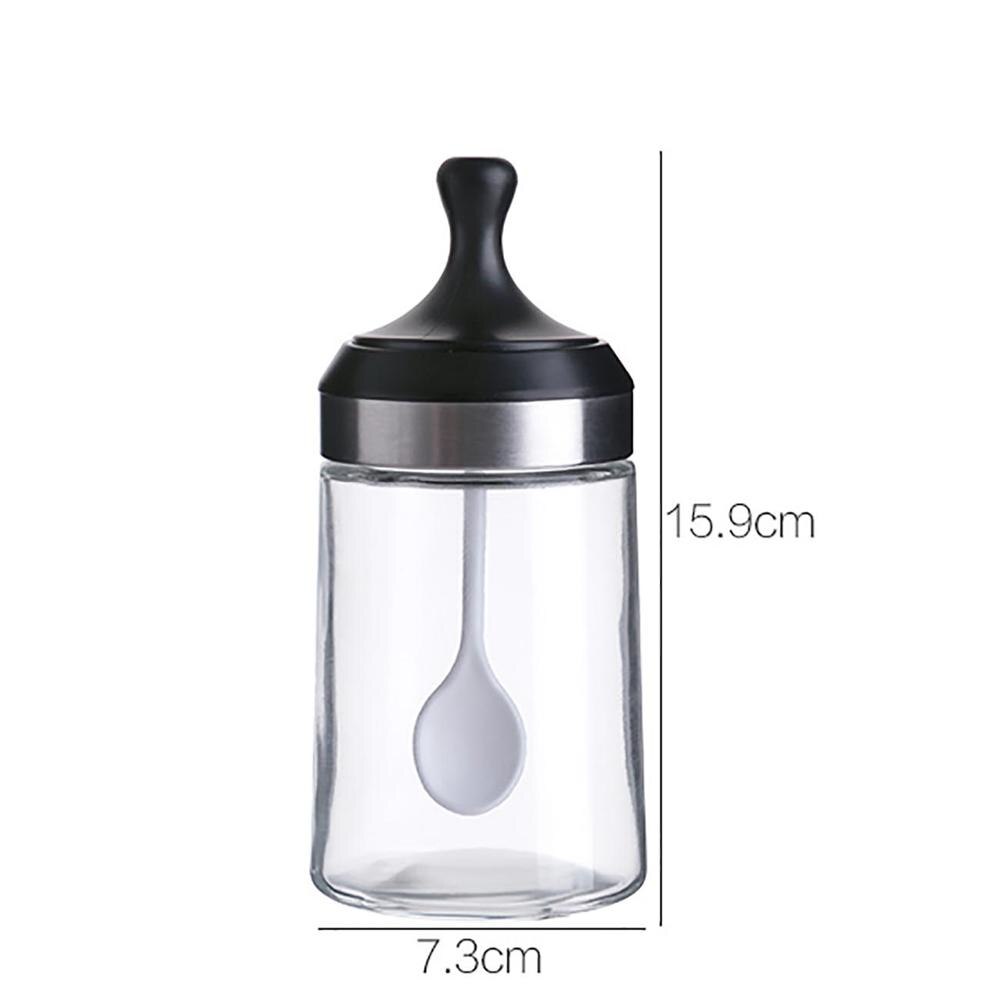 Envase para condimentos de vidrio con cuchara de cocina botella de aceite de condimento transparente frasco de sal de glutamato monosódico caja de especias