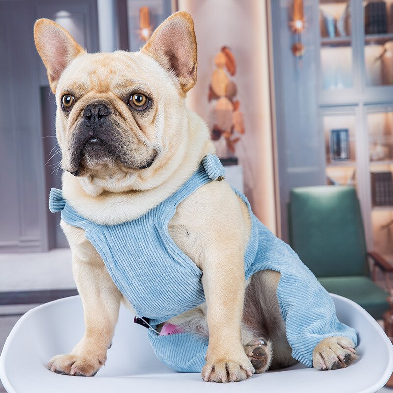 Ropa de perro Bulldog francés, mono de pana para primavera y verano, mono cómodo para perros, ropa para perros