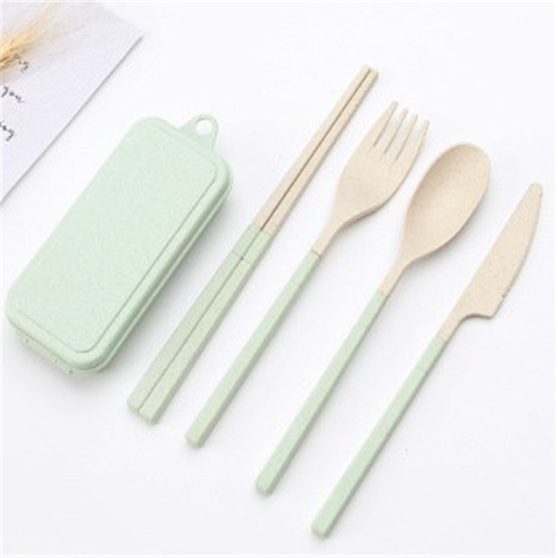 Baby Gadgets Tableware Set Children Utensil Stainless Steel Toddler Dinnerware Cutlery Cartoon Infant Food Feeding Fork Spoon: Light green sets