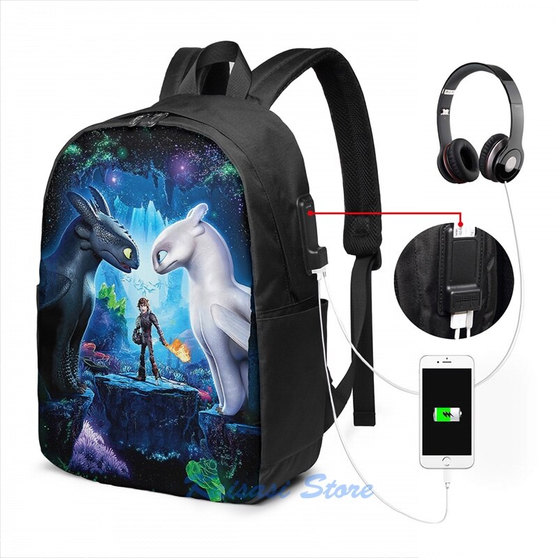 Comment former votre Dragon 3 le monde caché USB Charge sac à dos hommes sacs d'école femmes sac voyage pochette d'ordinateur