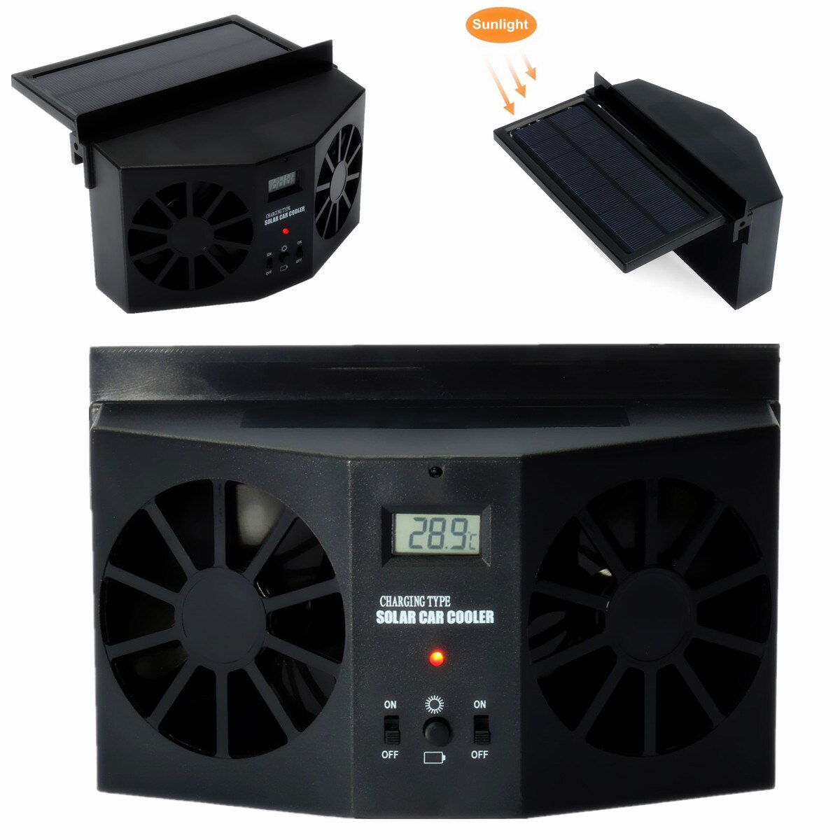 Coikes Doppellüfter Auto Ventilator 12V Auto Kühlventilator für