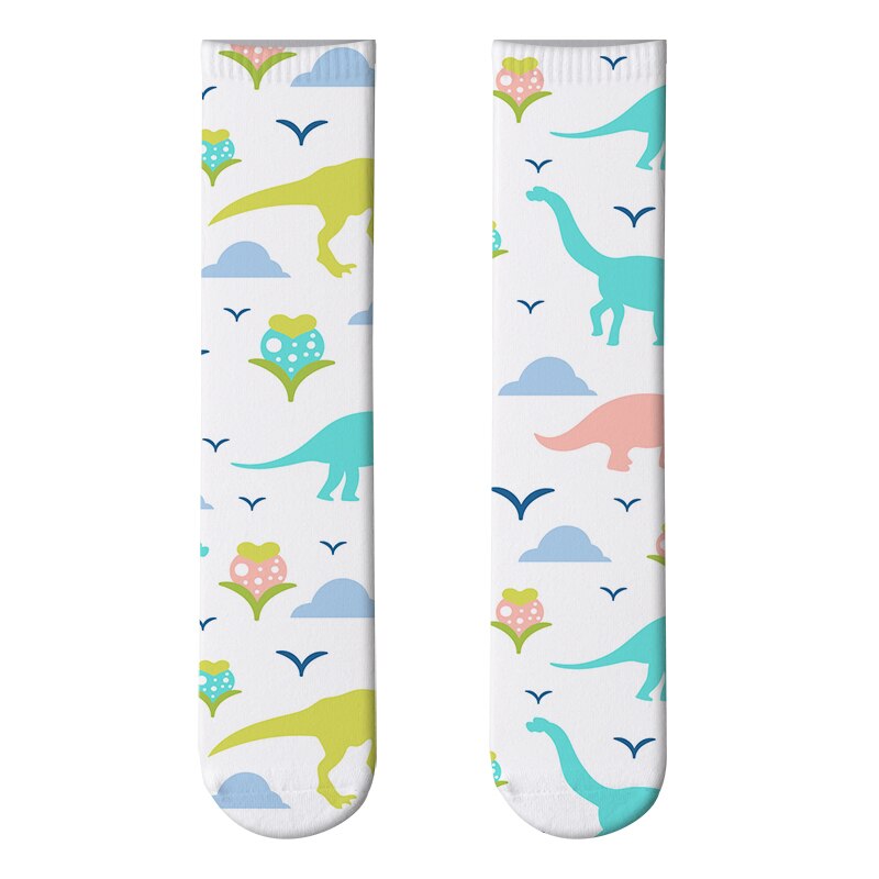 3D Printed Women Long Socks Outdoor Sports Cotton Breathable Elastic Compression High Knee Socks School Students Calf Socks: style11