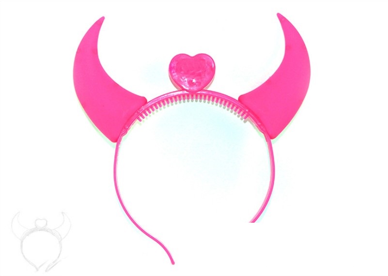 LED Luminous Night Stereo Devil Horns Ears Hairpins Headband Hairband Emitting Horn Lamp Halloween Party Toys YH1812: PINK