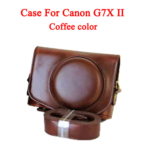 Pu Leather Camera Case Bag For Canon Powershot G7X mark 2 G7X II G7X2 G7XIII G7X III G7X Mark 3 luxury Camera Cover With Strap: G7X II -coffee